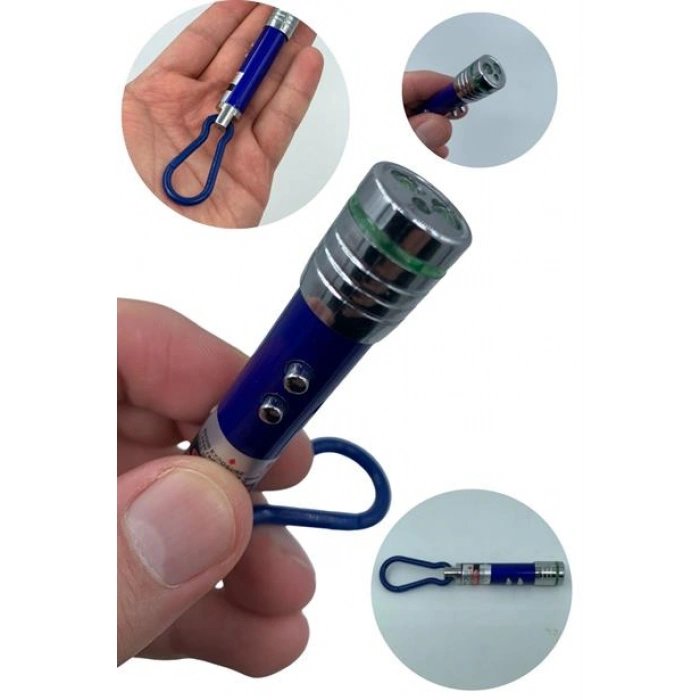 TUFEYO  3 Fonksiyonlu Kırmızı Beyaz Işıklı Led Lazer Kedi Köpek Oyuncak Anahtarlık