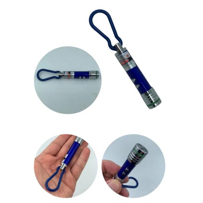 TUFEYO  3 Fonksiyonlu Kırmızı Beyaz Işıklı Led Lazer Kedi Köpek Oyuncak Anahtarlık