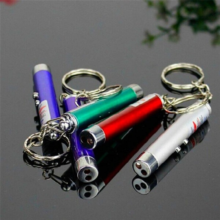 TUFEYO  3 Fonksiyonlu Kırmızı Beyaz Işıklı Led Lazer Kedi Köpek Oyuncak Anahtarlık