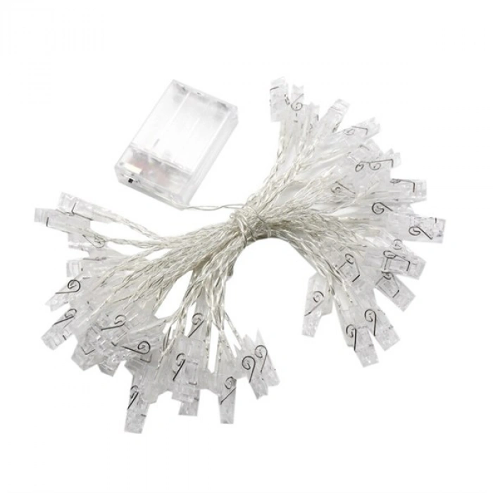 TUFEYO 3 Metre 20li Led Işıklı Dekoratif Fotoğraf Askılığı Mandalları