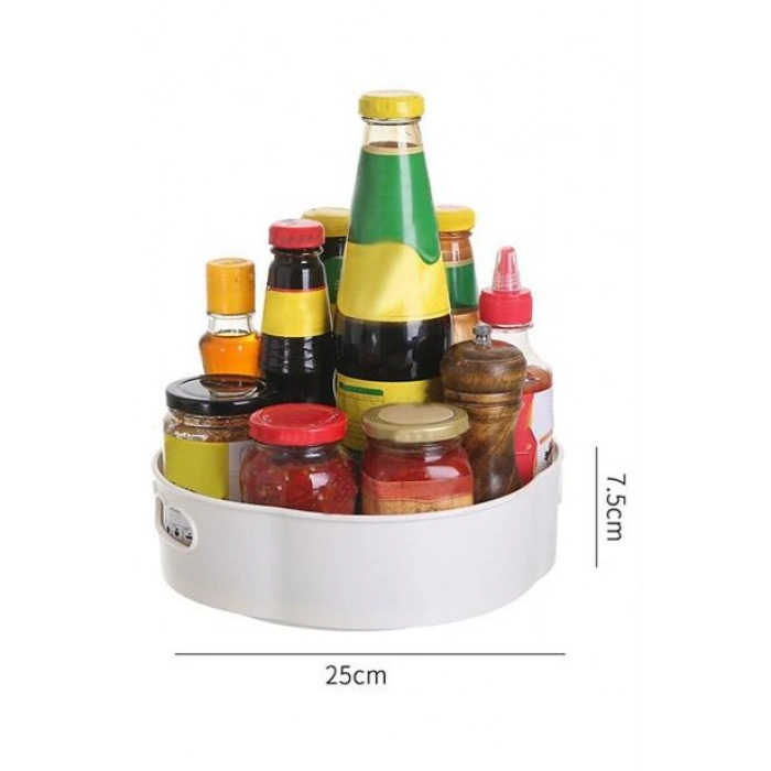 TUFEYO 360 Derece Dönebilen Mekanizmalı Yuvarlak Tepsi Formlu Sunum ve Servis Organizer Tablası