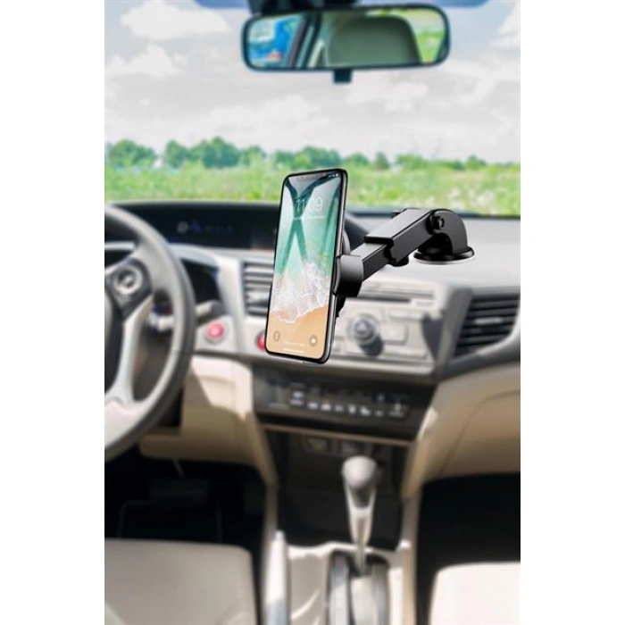 TUFEYO 360 Derece Dönen Torpido Üstü Uzunluk Ayarlamalı Vantuzlu Teleskopik Araç Telefon Tutucu