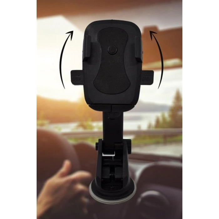 TUFEYO 360 Derece Dönen Torpido Üstü Uzunluk Ayarlamalı Vantuzlu Teleskopik Araç Telefon Tutucu