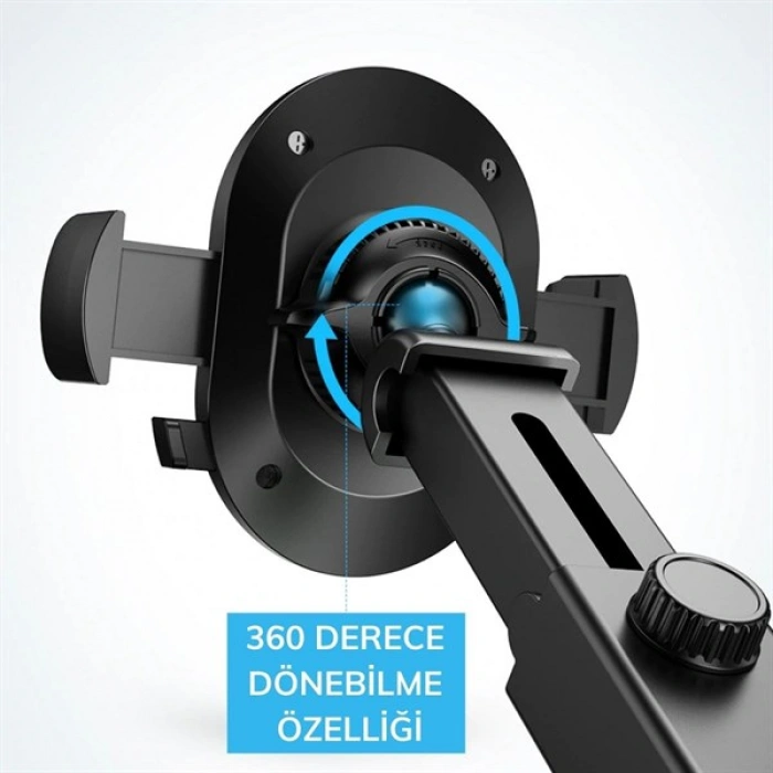TUFEYO 360 Derece Dönen Torpido Üstü Uzunluk Ayarlamalı Vantuzlu Teleskopik Araç Telefon Tutucu