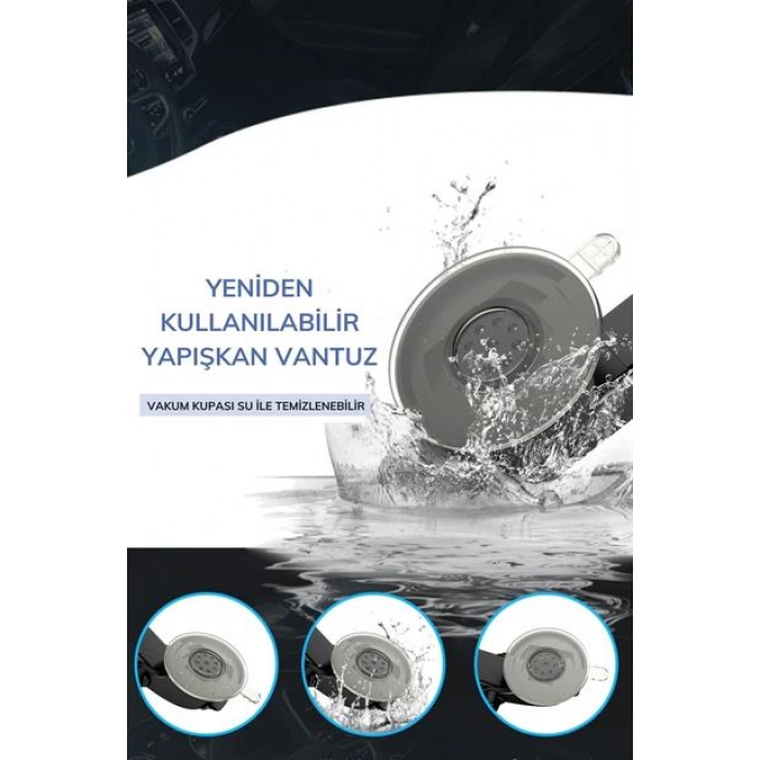 TUFEYO 360 Derece Dönen Torpido Üstü Uzunluk Ayarlamalı Vantuzlu Teleskopik Araç Telefon Tutucu