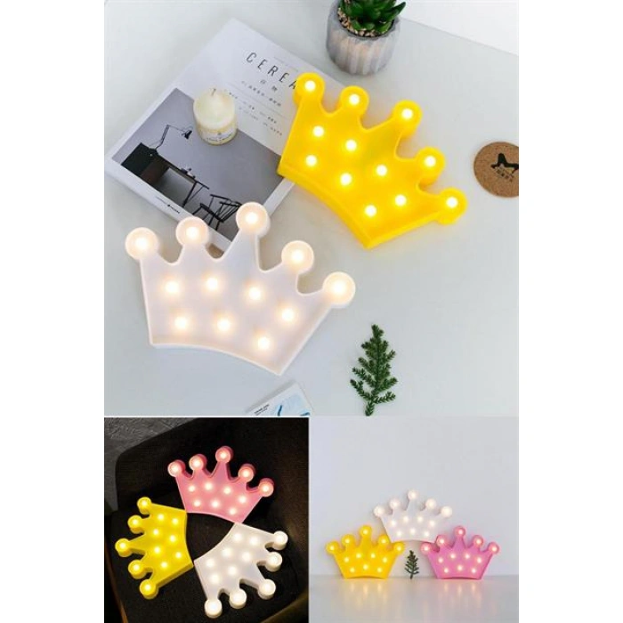 TUFEYO 3D Dekoratif Pilli Kraliçe Tacı Model Led Masa ve Gece Lambası