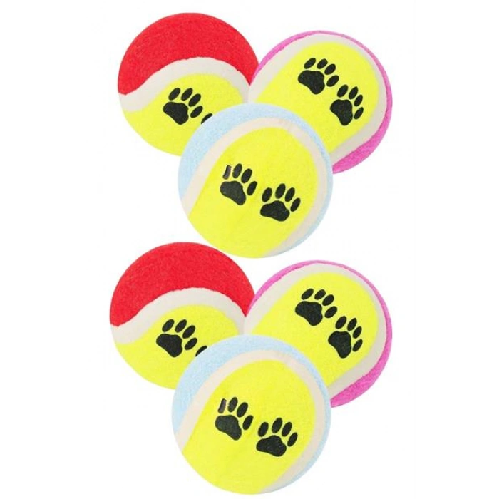 TUFEYO  3lü Renkli Desenli Tenis Topu Kedi Köpek Oyuncağı