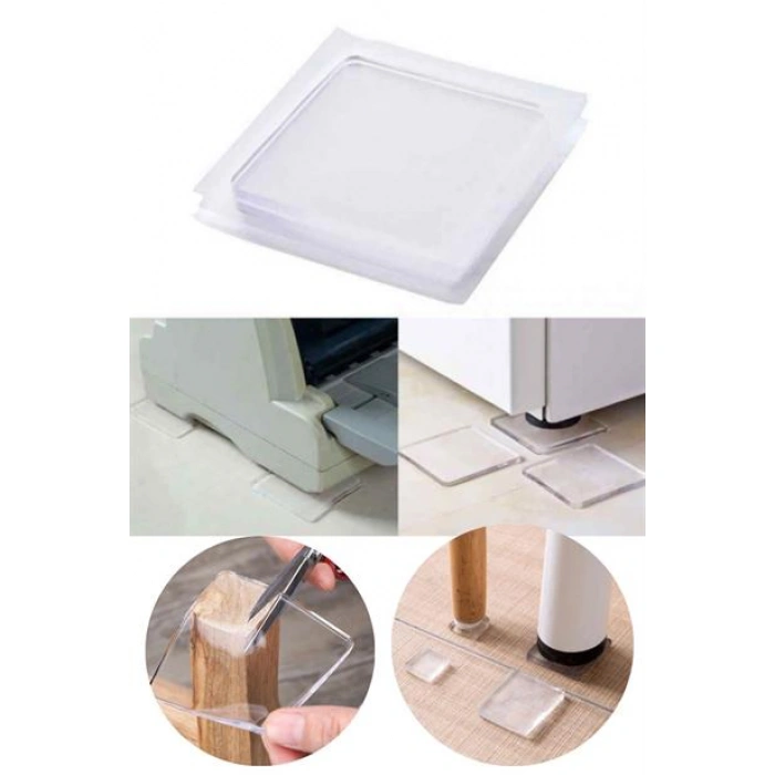 TUFEYO 4 Adet Silikon Şeffaf Koltuk Mobilya Masa Beyaz Eşya Yazıcı Koruyucu Kaydırmaz  Dayanıklı Pe