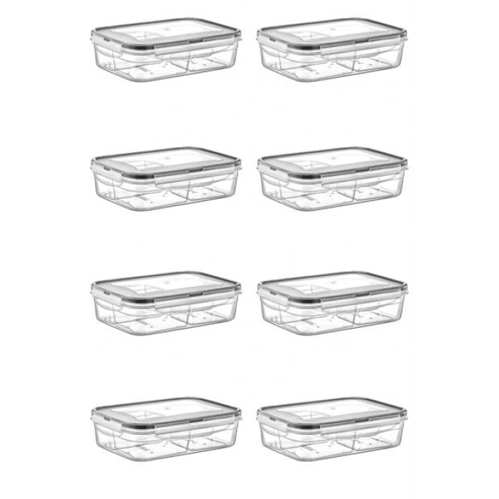 TUFEYO 4 Bölmeli Sızdırmaz Contalı Kilitli Kapaklı 1 Litre Erzak Saklama Kabı -LC520