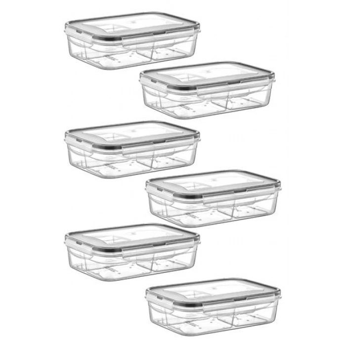 TUFEYO 4 Bölmeli Sızdırmaz Contalı Kilitli Kapaklı 1 Litre Erzak Saklama Kabı -LC520
