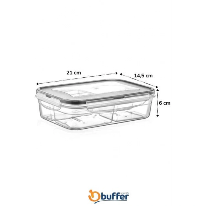 TUFEYO 4 Bölmeli Sızdırmaz Contalı Kilitli Kapaklı 1 Litre Erzak Saklama Kabı -LC520