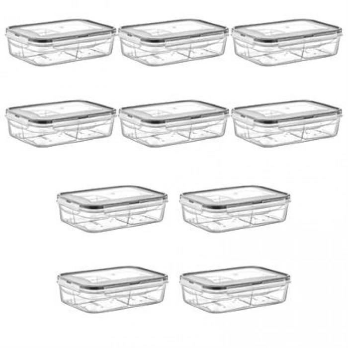 TUFEYO 4 Bölmeli Sızdırmaz Contalı Kilitli Kapaklı 1 Litre Erzak Saklama Kabı -LC520