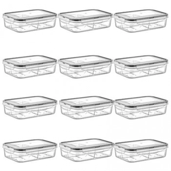 TUFEYO 4 Bölmeli Sızdırmaz Contalı Kilitli Kapaklı 1 Litre Erzak Saklama Kabı -LC520