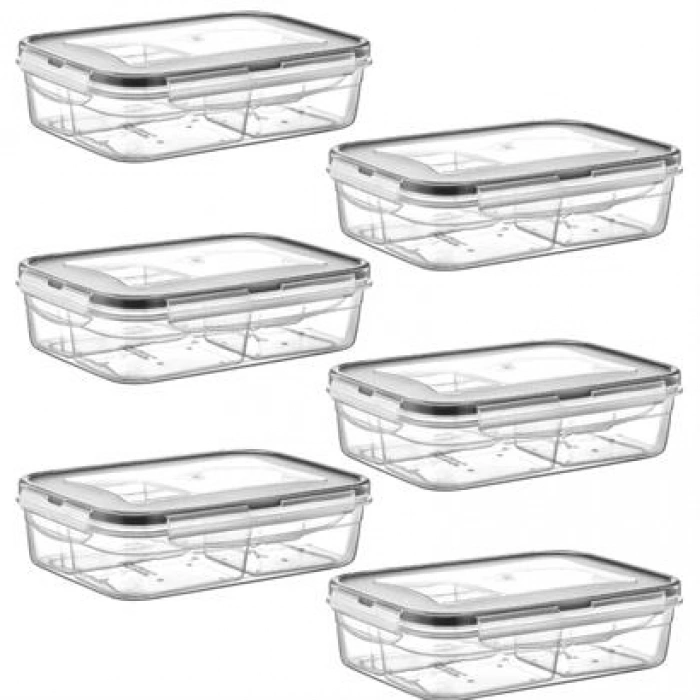TUFEYO 4 Bölmeli Sızdırmaz Contalı Kilitli Kapaklı 1 Litre Erzak Saklama Kabı -LC520