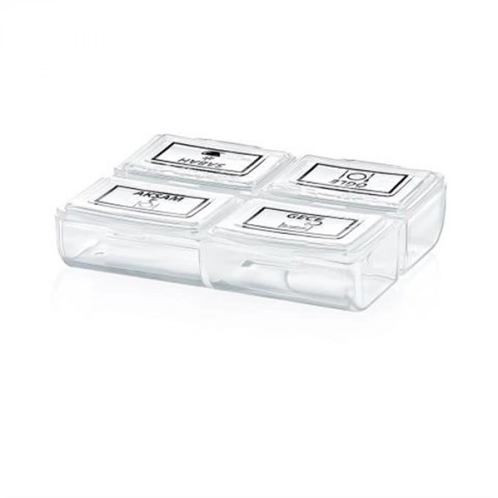 TUFEYO 4 Öğün Günlük Hap İlaç Saklama Taşıma Kutusu İlaç Hatırlatıcı