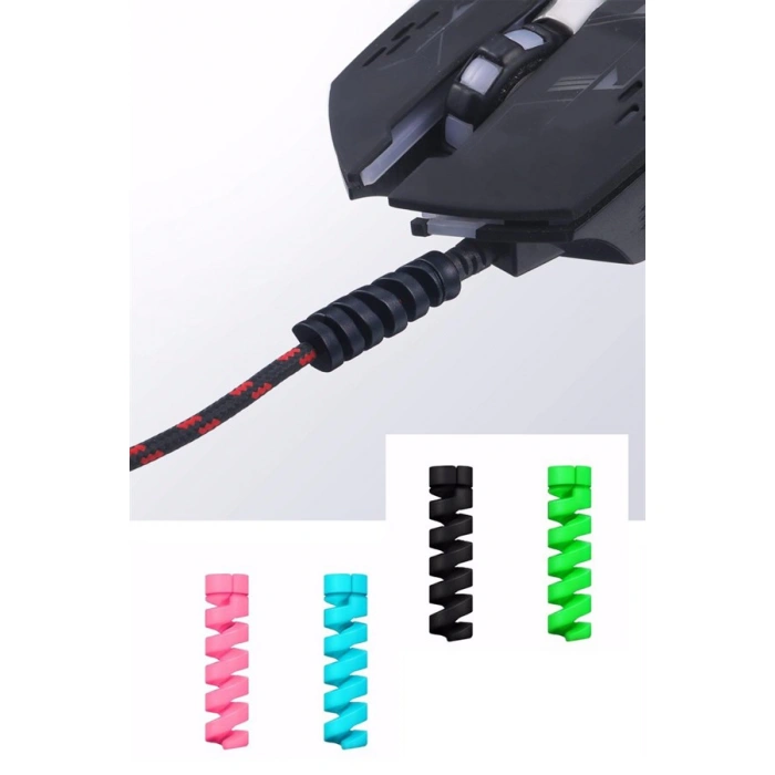 TUFEYO 4lü Apple, Android Şaj Kablosu Koruyucu Silikon Spiral Yay Aparat