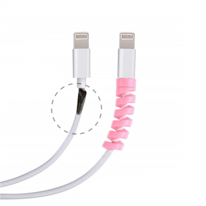 TUFEYO 4lü Apple, Android Şaj Kablosu Koruyucu Silikon Spiral Yay Aparat