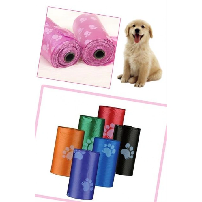 TUFEYO 4lü Evcil Hayvanlar Için Pati Desenli Kedi Köpek Kaka Poşeti Torbası