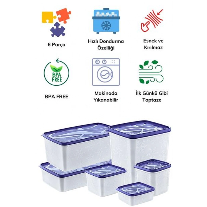 TUFEYO 6 Parça Kapaklı Makinede Yıkanabilen Yiyeceklerin Tazeliğini Koruyan Saklama Kapları