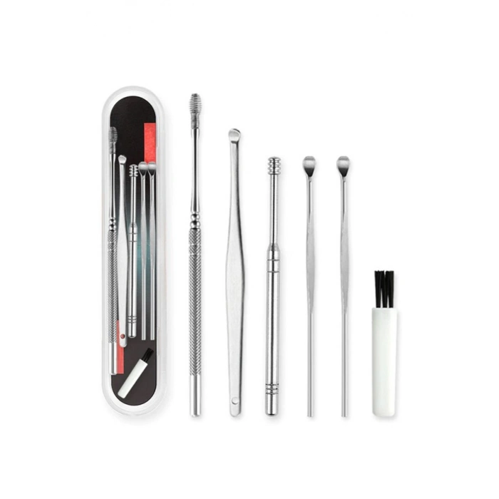TUFEYO 6 Parça Paslanmaz Çelik Kulak Balmumu Toplayıcı Çıkarıcı Temizleyici Bakımı Çubuk Seti