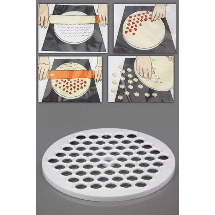 TUFEYO 61 Bölmeli Petek Şekilli Pratik Mantı Kesici  Açma Kalıbı Mantımatik