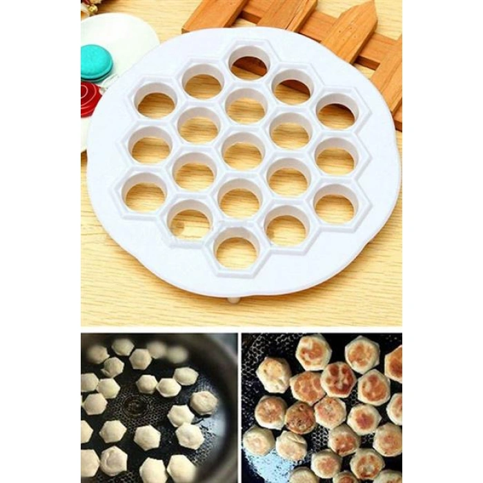 TUFEYO 61 Bölmeli Petek Şekilli Pratik Mantı Kesici  Açma Kalıbı Mantımatik