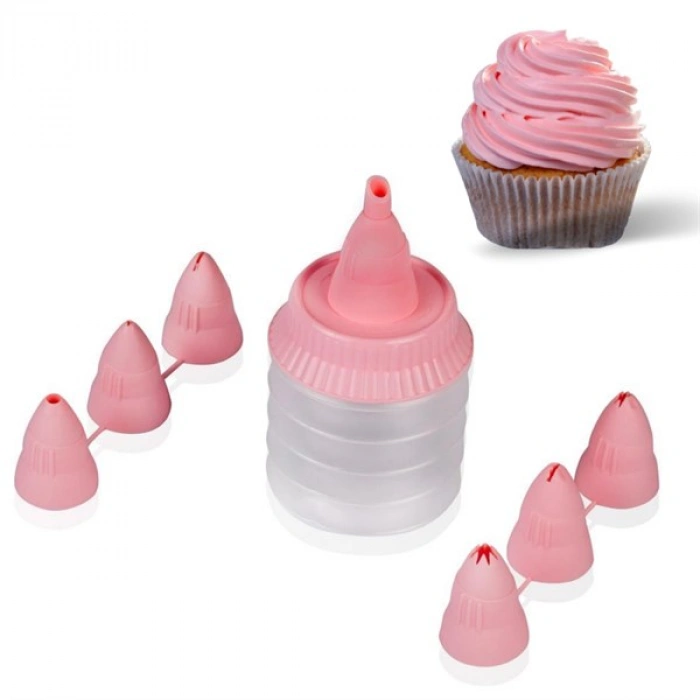 TUFEYO 7 Başlıklı Mutfak Pasta Krema Sıkma Süsleme Pompası Aparatı Seti