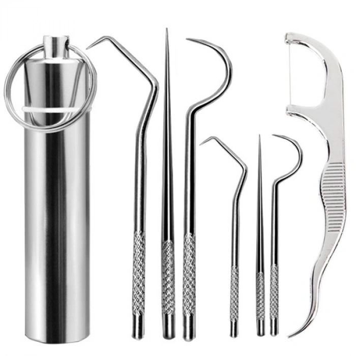 TUFEYO 7 Parça Paslanmaz Çelik Ağız Diş Tartar Sökücü Temizlik Bakım Seti