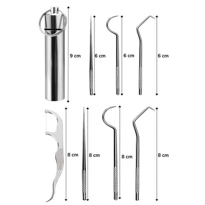 TUFEYO 7 Parça Paslanmaz Çelik Ağız Diş Tartar Sökücü Temizlik Bakım Seti