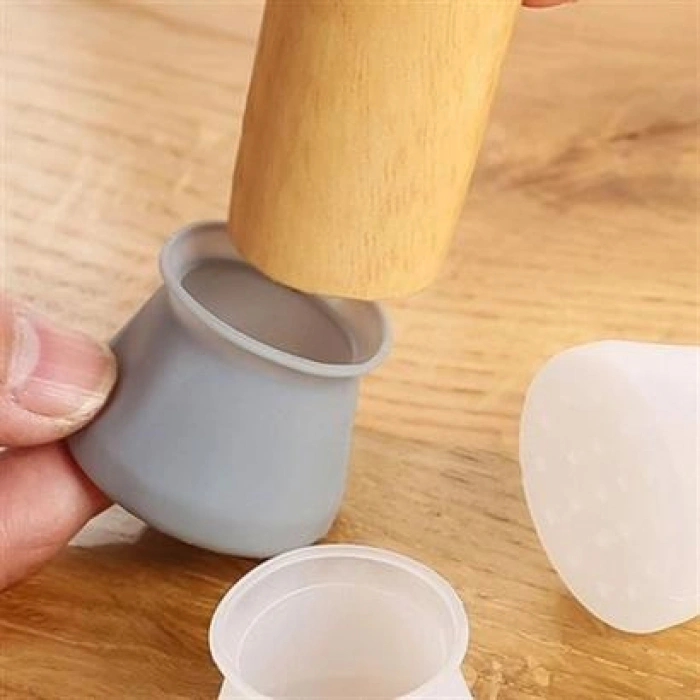  TUFEYO 8 Adet Silikon Masa ve Sandalye Ayağı İçin Kaydırmaz Çizdirmez Mobilya Çorabı Gri