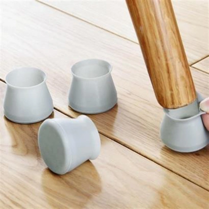  TUFEYO 8 Adet Silikon Masa ve Sandalye Ayağı İçin Kaydırmaz Çizdirmez Mobilya Çorabı Gri