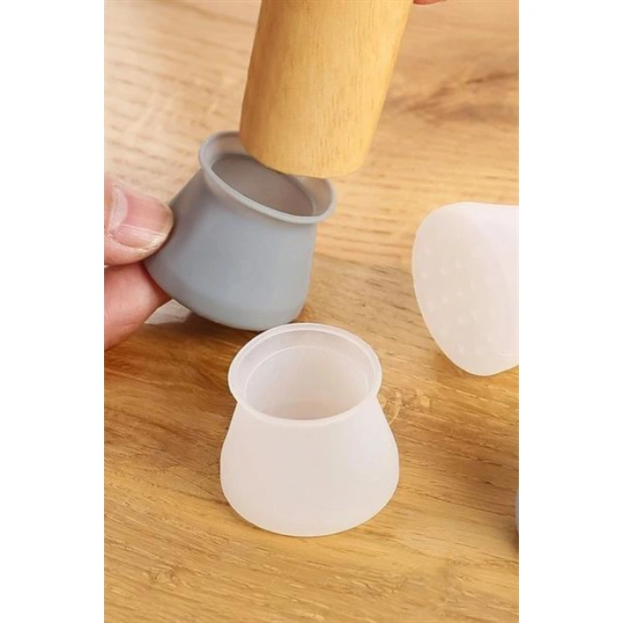  TUFEYO 8 Adet Silikon Masa ve Sandalye Ayağı İçin Kaydırmaz Çizdirmez Mobilya Çorabı Gri