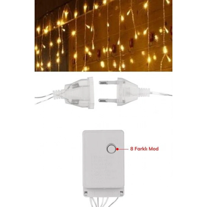 TUFEYO 8 Fonksiyonlu 16 Saçaklı Perde Led 3 x 1 (Günışığı)