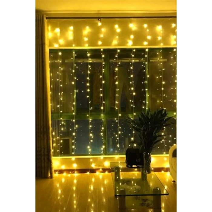 TUFEYO 8 Fonksiyonlu 200 Led 10 Saçak Şerit Led 2x2 Perde İp Led  (Gün Işığı)