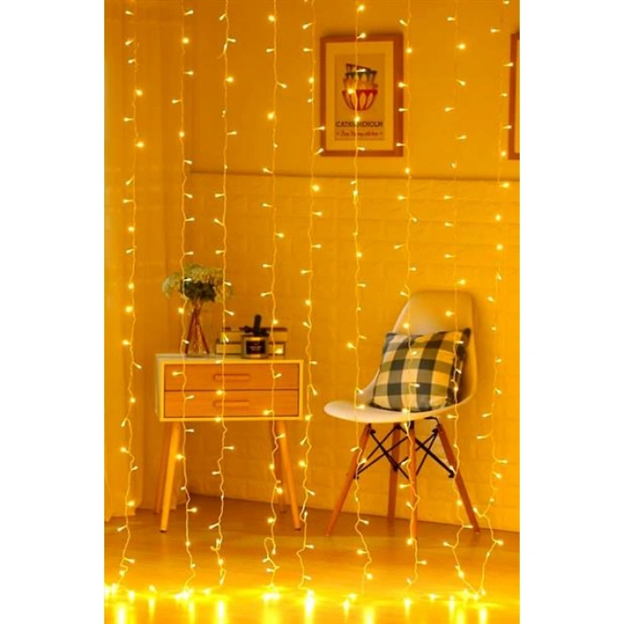 TUFEYO 8 Fonksiyonlu 200 Led 10 Saçak Şerit Led 2x2 Perde İp Led  (Gün Işığı)