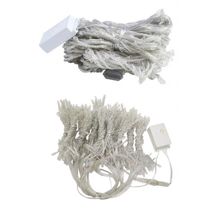 TUFEYO 8 Fonksiyonlu 200 Led 10 Saçak Şerit Led 2x2 Perde İp Led  (Gün Işığı)