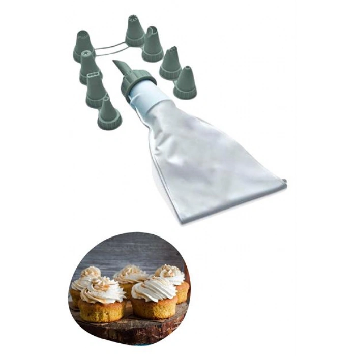 TUFEYO 9 Başlıklı Pasta Süsleme Krema Torbası Dekoratif Kek Krema Poşeti