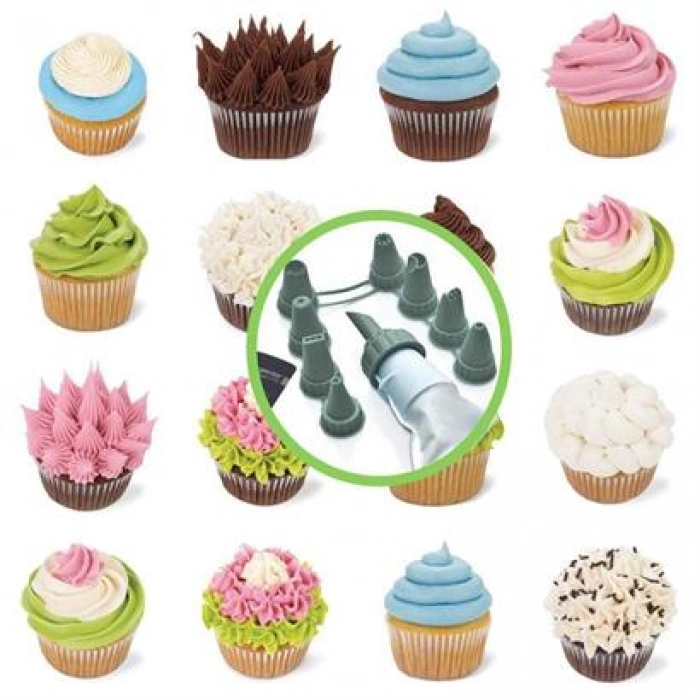 TUFEYO 9 Başlıklı Pasta Süsleme Krema Torbası Dekoratif Kek Krema Poşeti