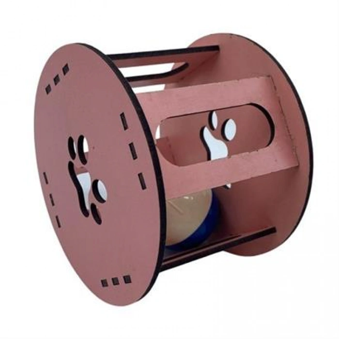 TUFEYO Ahşap Kafes Renkli Toplu Kedi Patisi Desenli Sesli Kedi Oyuncağı