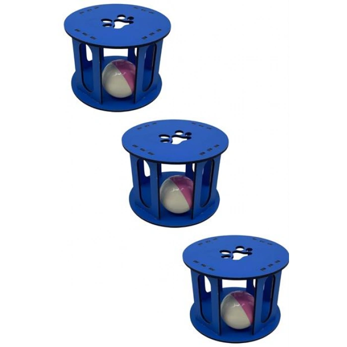 TUFEYO Ahşap Kafes Renkli Toplu Kedi Patisi Desenli Sesli Kedi Oyuncağı