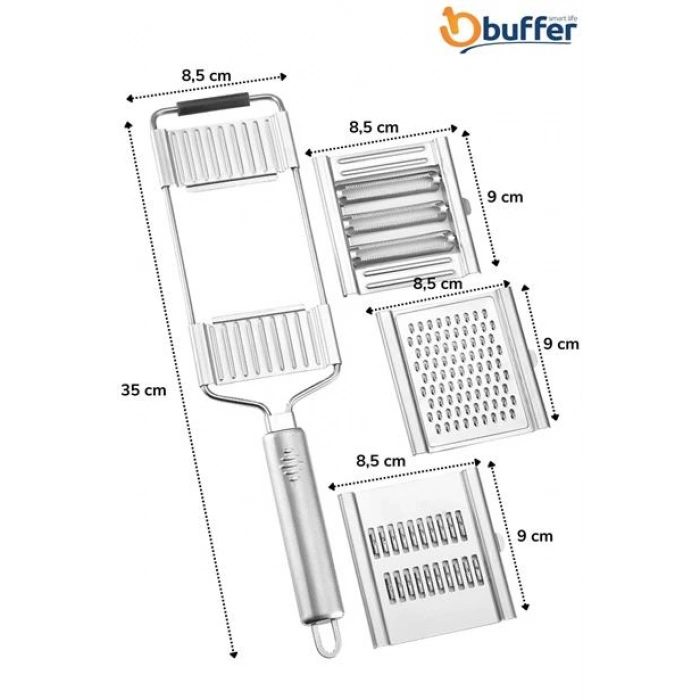 TUFEYO Ayarlanabilir 3 Farklı Başlıklı Tutmalı Sebze Dilimleyici Peynir Rendeleyici Aparat