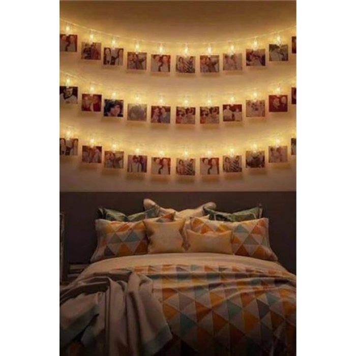 TUFEYO Bakır Renkli Led Işıklı Fotoğraf Asma Işık Süsleme Mandalları