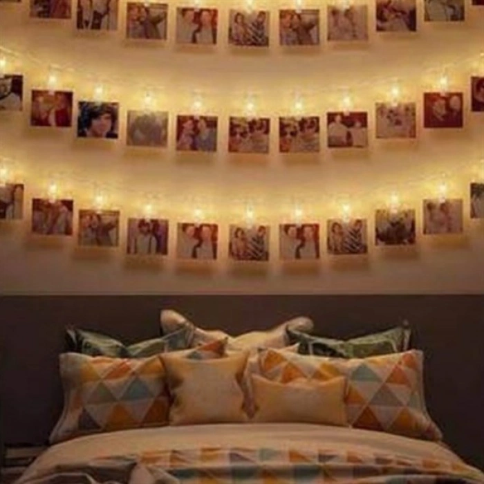 TUFEYO Bakır Renkli Led Işıklı Fotoğraf Asma Işık Süsleme Mandalları