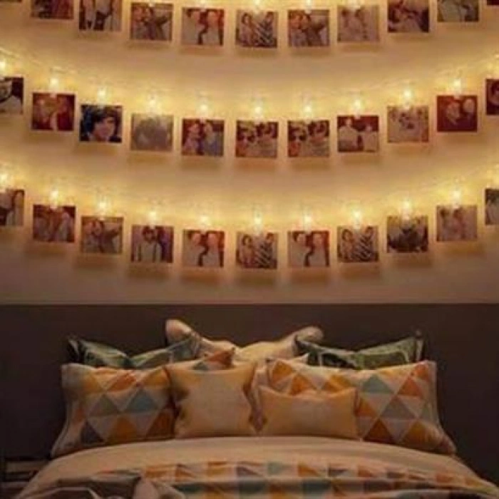 TUFEYO Bakır Renkli Led Işıklı Fotoğraf Asma Işık Süsleme Mandalları