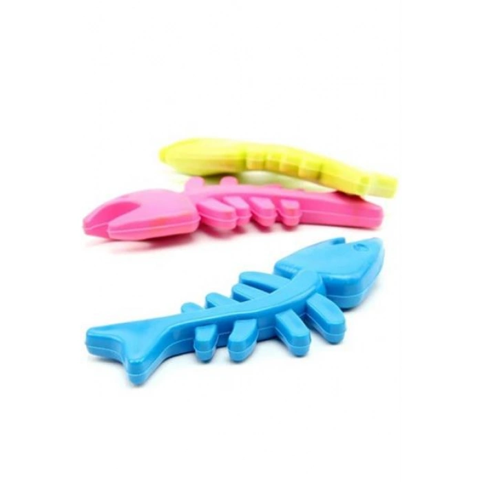 TUFEYO Balık Kemiği İskelet Şekilli Renkli Plastik Kedi Oyuncağı