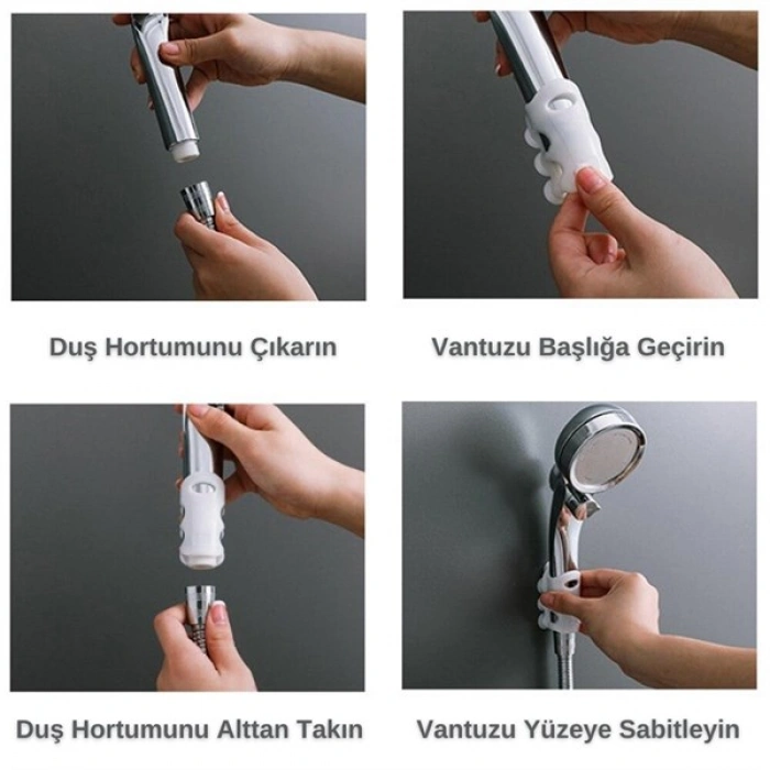 TUFEYO Banyo Duş Başlığı Tutucu Silikon Güçlü Vantuz Vakum Aparatı
