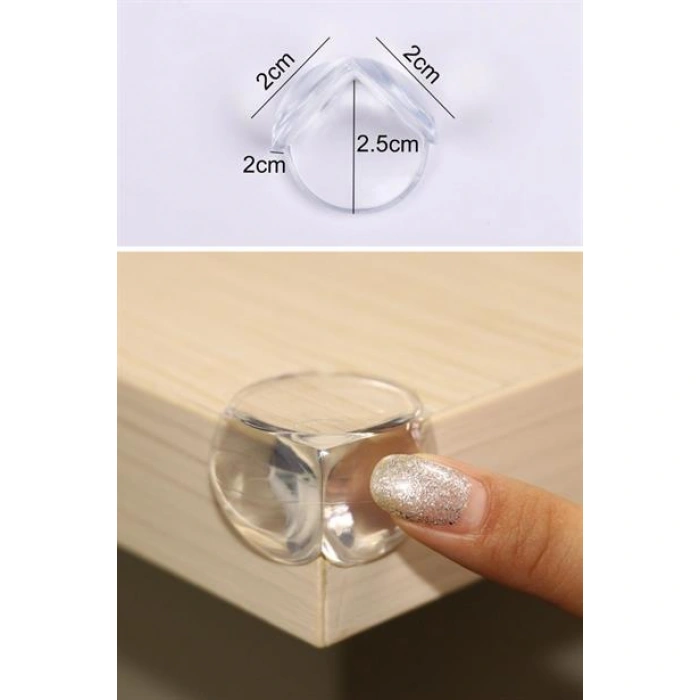 TUFEYO Bebek Çocuk Yumuşak ve Esnek Dairesel Şeffaf Yapışkanlı Güvenlik Köşe Koruyucu (4 Adet)