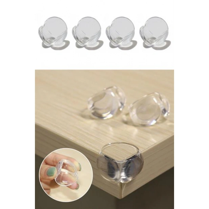 TUFEYO Bebek Çocuk Yumuşak ve Esnek Dairesel Şeffaf Yapışkanlı Güvenlik Köşe Koruyucu (4 Adet)