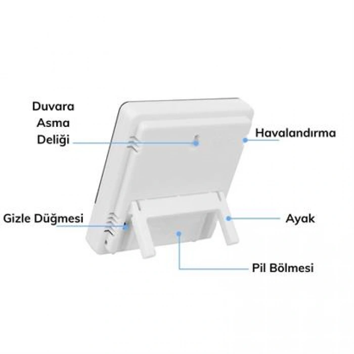 TUFEYO Bebek Odası Masaüstü Dijital Termometre Nem Ölçer Higrometre Saat