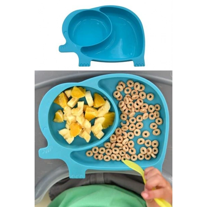 TUFEYO Bebek ve Çocuk için Sevimli Fil Model Desenli Yemek Bebek Mama Kabı Bölmeli Tabak